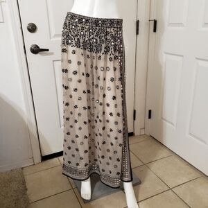 Soft Surroundings Black and Beige Embroidered With Large Sequins Skirt